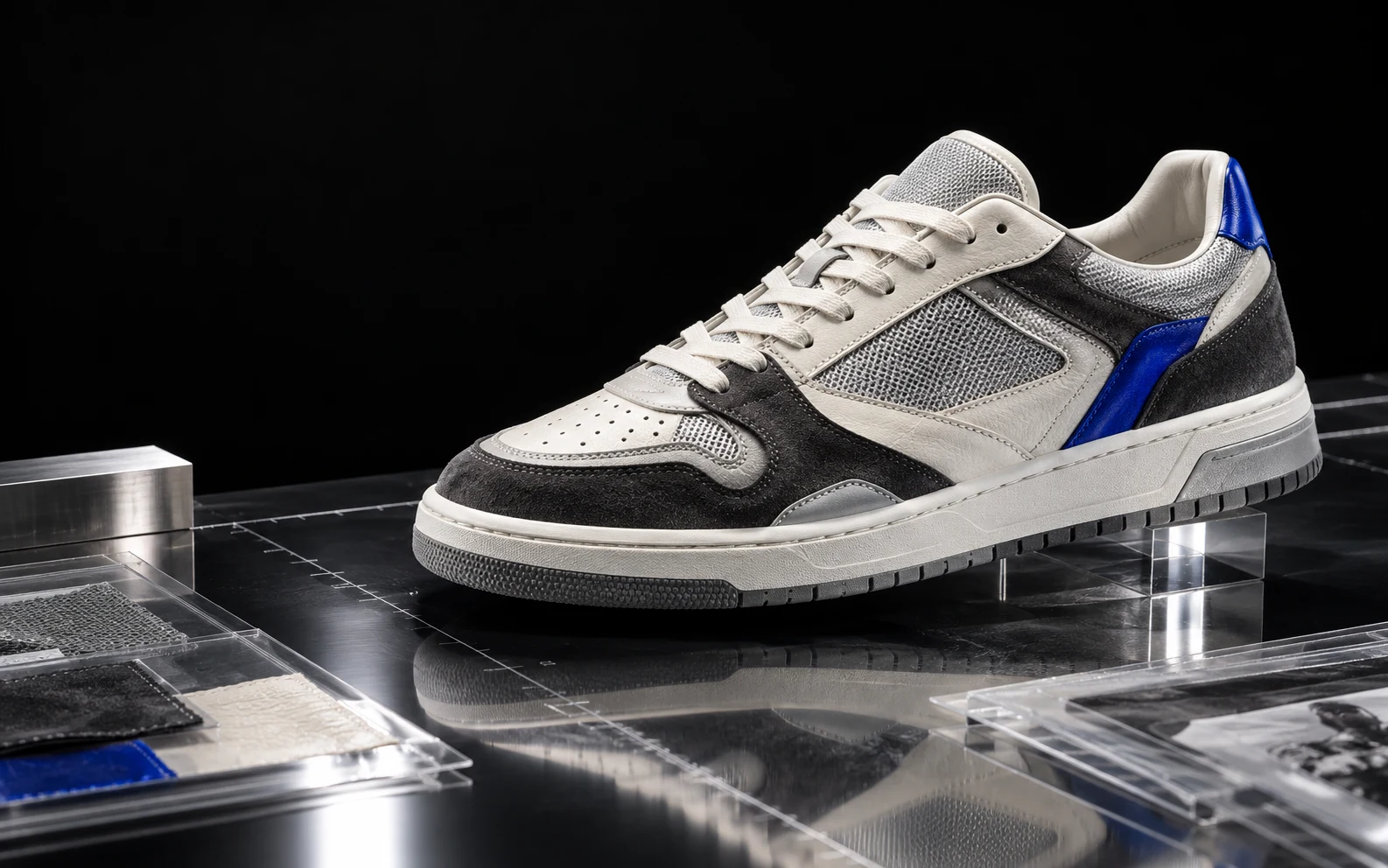 Sneaker edisi terbatas di atas meja arsip