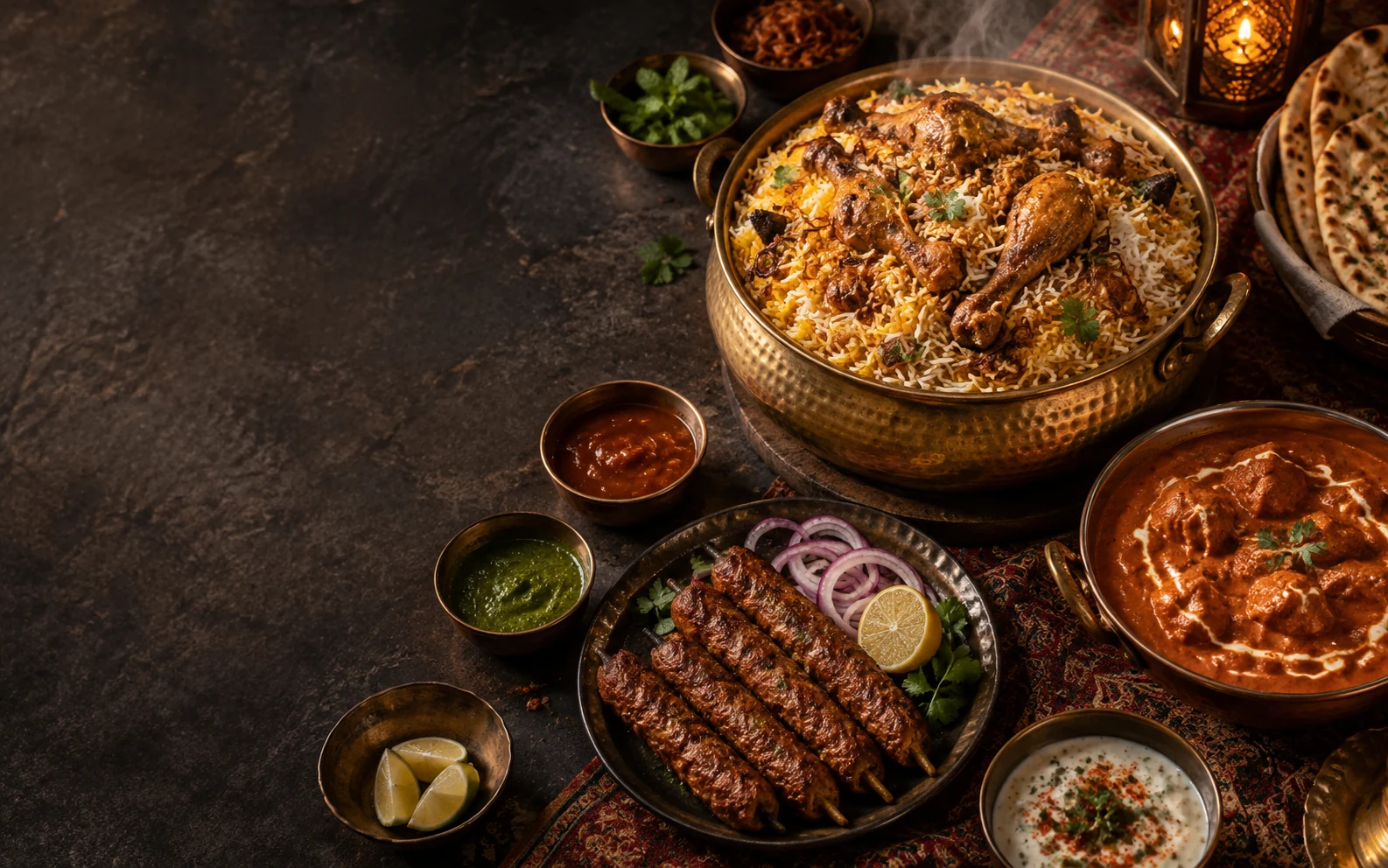Hidangan biryani, kebab, kari, dan naan khas Pick & Move